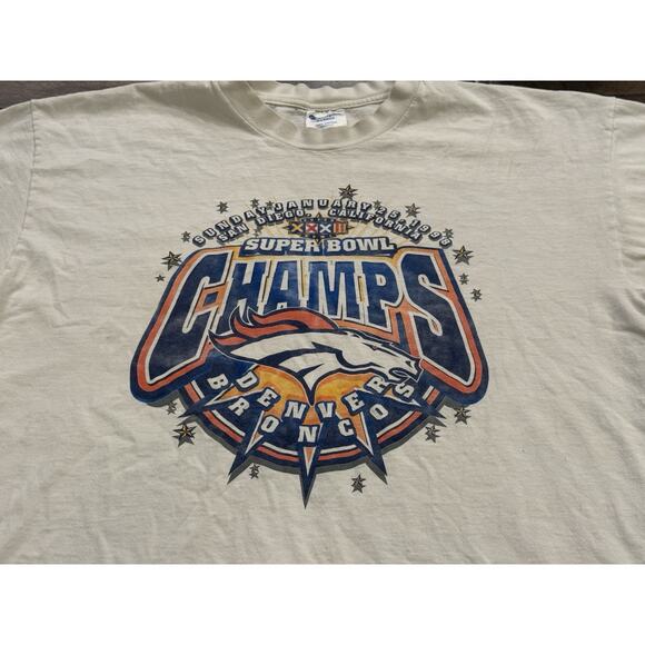 Vintage Champion Mens White Super Bowl Champs 1998 Denver Broncos Shirt XL USA - Picture 4 of 8
